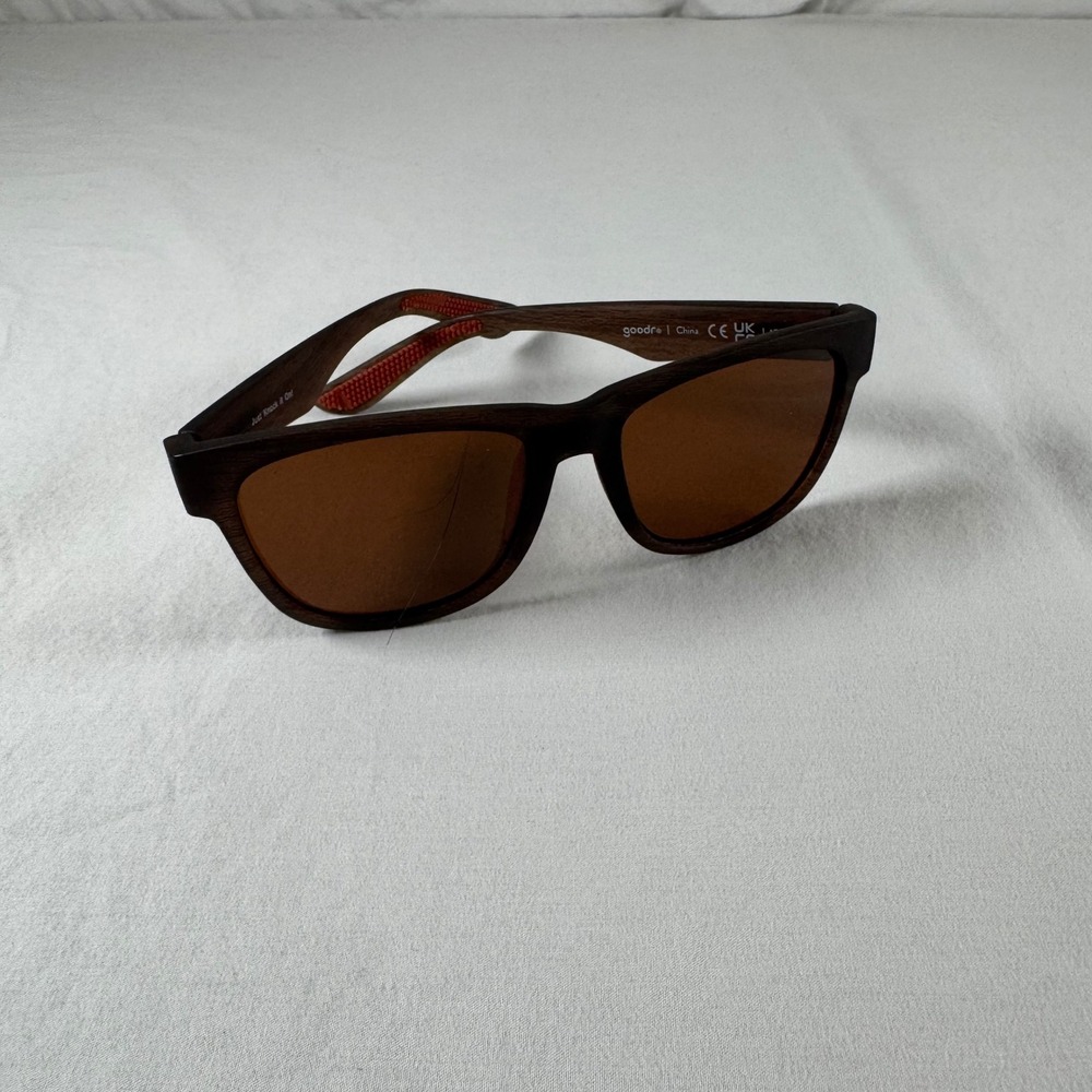 goodr Men's Brown Woodgrain Polarized Just Knock It On Sunglasses